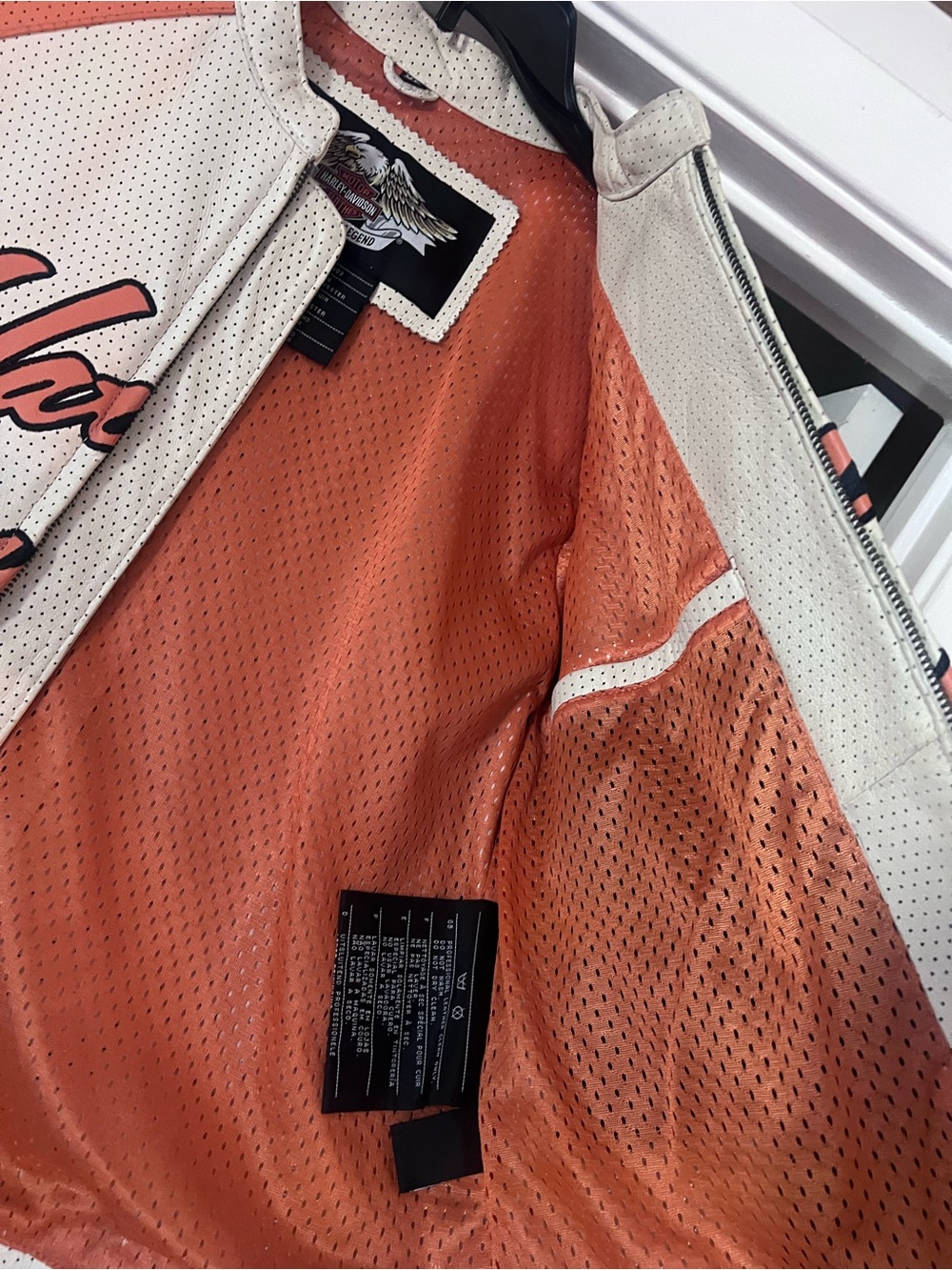 Harley-Davidson Peach and White Zip-Front Mesh Motorcycle Jacket - Picture 8 of 8
